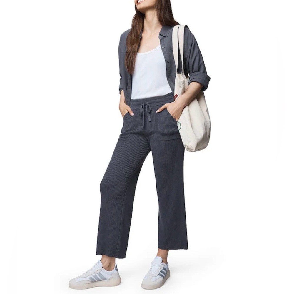 Splendid Ribbed Pull On Knit Pants Wide-Leg Crop Lounge Women’s Small